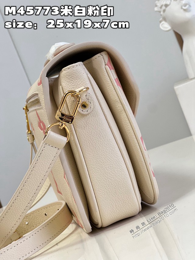 LV專櫃2023新款Pochette Métis手袋 M45773米白粉印 路易威登手提肩背女包 dn1426